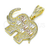 Dije Elegante 05.351.0185 Oro Laminado, Diseño de Elefante, Pulido, Tres Tonos