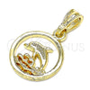 Dije Elegante 05.351.0186 Oro Laminado, Diseño de Delfín, Pulido, Tono Dorado