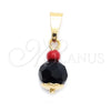 Dije Religioso 05.32.0080.1 Oro Laminado, con Negro and Granate Azavache, Pulido, Tono Dorado