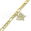 Pulsera de Dije 03.331.0177.08 Oro Laminado, Diseño de Mariposa, Pulido, Tono Dorado (05 MM Thickness, 8 Inches Length)