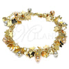 Pulsera de Dije 03.331.0191.08 Oro Laminado, Diseño de Mariposa y Bola, Pulido, Tres Tonos (05 MM Thickness, 8 Inches Length)