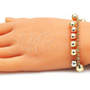 Pulsera de Dije 03.331.0194.08 Oro Laminado, Diseño de Bola, Pulido, Tres Tonos (03 MM Thickness, 8 Inches Length)
