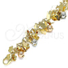 Pulsera de Dije 03.331.0196.07 Oro Laminado, Diseño de Flor y Bola, Pulido, Tres Tonos (05 MM Thickness, 7 Inches Length)