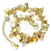 Pulsera de Dije 03.331.0196.07 Oro Laminado, Diseño de Flor y Bola, Pulido, Tres Tonos (05 MM Thickness, 7 Inches Length)