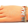 Pulsera de Dije 03.331.0198.08 Oro Laminado, Diseño de Mariposa, Pulido, Tres Tonos (06 MM Thickness, 8 Inches Length)