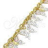 Pulsera de Dije 03.331.0198.08 Oro Laminado, Diseño de Mariposa, Pulido, Tres Tonos (06 MM Thickness, 8 Inches Length)