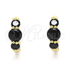 Argolla Huggie 02.210.0490.4.15 Oro Laminado, con Negro Zirconia Cubica, Pulido, Tono Dorado