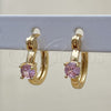 Argolla Pequeña 02.210.0499.2.12 Oro Laminado, con Rosado Zirconia Cubica, Pulido, Tono Dorado