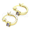 Argolla Pequeña 02.210.0499.3.12 Oro Laminado, con Amatista Zirconia Cubica, Pulido, Tono Dorado
