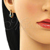 Argolla Pequeña 02.210.0499.4.12 Oro Laminado, con Aqua Azul Zirconia Cubica, Pulido, Tono Dorado