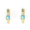 Argolla Pequeña 02.210.0499.4.12 Oro Laminado, con Aqua Azul Zirconia Cubica, Pulido, Tono Dorado