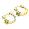 Argolla Pequeña 02.210.0499.4.12 Oro Laminado, con Aqua Azul Zirconia Cubica, Pulido, Tono Dorado