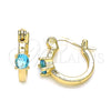 Argolla Pequeña 02.210.0499.4.12 Oro Laminado, con Aqua Azul Zirconia Cubica, Pulido, Tono Dorado