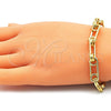 Pulsera Básica 04.362.0043.08 Oro Laminado, Diseño de Paperclip, Pulido, Tono Dorado (09 MM Thickness, 8 Inches Length)