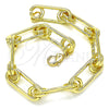 Pulsera Básica 04.362.0043.08 Oro Laminado, Diseño de Paperclip, Pulido, Tono Dorado (09 MM Thickness, 8 Inches Length)