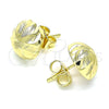 Arete Dormilona 02.100.0124.2 Oro Laminado, Diamantado, Tono Dorado