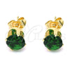 Arete Dormilona 5.128.039.2 Oro Laminado, con Verde Zirconia Cubica, Pulido, Tono Dorado