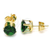 Arete Dormilona 5.128.039.2 Oro Laminado, con Verde Zirconia Cubica, Pulido, Tono Dorado
