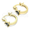 Argolla Pequeña 02.210.0501.5.12 Oro Laminado, con Negro Zirconia Cubica, Pulido, Tono Dorado