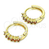 Argolla Huggie 02.284.0033.1.12 Oro Laminado, con Granate Zirconia Cubica, Pulido, Tono Dorado
