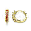 Argolla Huggie 02.284.0033.1.12 Oro Laminado, con Granate Zirconia Cubica, Pulido, Tono Dorado