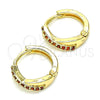 Argolla Huggie 02.284.0036.1.12 Oro Laminado, con Granate Micro Pave, Pulido, Tono Dorado