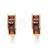 Argolla Huggie 02.284.0038.1.12 Oro Laminado, con Granate Zirconia Cubica, Pulido, Tono Dorado