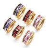 Argolla Huggie 02.284.0038.1.12 Oro Laminado, con Granate Zirconia Cubica, Pulido, Tono Dorado