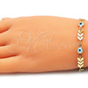 Pulsera Elegante 03.169.0006.07 Oro Laminado, Diseño de Ojo Griego, Resinado Blanco, Tono Dorado (06 MM Thickness, 7 Inches Length)