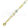 Pulsera Elegante 03.169.0006.07 Oro Laminado, Diseño de Ojo Griego, Resinado Blanco, Tono Dorado (06 MM Thickness, 7 Inches Length)