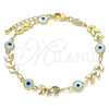 Pulsera Elegante 03.169.0006.07 Oro Laminado, Diseño de Ojo Griego, Resinado Blanco, Tono Dorado (06 MM Thickness, 7 Inches Length)