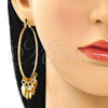 Argolla Grande 02.380.0022.1.50 Oro Laminado, Diseño de Corazón, Diamantado, Tono Dorado