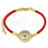 Pulsera Elegante 03.381.0012.06 Oro Laminado, Diseño de Ojo Griego, con Rubi Zirconia Cubica and Multicolor Micro Pave, Pulido, Tono Dorado (02 MM Thickness, 6 Inches Length)