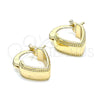Argolla Pequeña 02.185.0003.12 Oro Laminado, Diseño de Corazón, Pulido, Tono Dorado