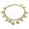 Tobillera de Dije 03.372.0008.10 Oro Laminado, Diseño de Elefante y Paperclip, con Blanca Cristal, Pulido, Tono Dorado (03 MM Thickness, 10 Inches Length)