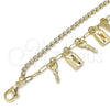 Tobillera de Dije 03.372.0011.10 Oro Laminado, Diseño de Llave y Candado, con Blanca Cristal, Pulido, Tono Dorado (03 MM Thickness, 10 Inches Length)