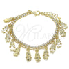 Pulsera de Dije 03.372.0016.08 Oro Laminado, Diseño de Niñita Pequeña y Paperclip, con Blanca Cristal, Pulido, Tono Dorado (03 MM Thickness, 8 Inches Length)