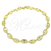 Tobillera Básica 04.326.0002.10 Oro Laminado, Diseño de Puff Mariner, Pulido, Tono Dorado (08 MM Thickness, 10 Inches Length)