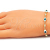 Pulsera Elegante 03.213.0033.4.08 Oro Laminado, Diseño de Ojo Griego, Esmaltado Blanco, Tono Dorado (06 MM Thickness, 8 Inches Length)