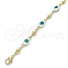 Pulsera Elegante 03.213.0033.4.08 Oro Laminado, Diseño de Ojo Griego, Esmaltado Blanco, Tono Dorado (06 MM Thickness, 8 Inches Length)
