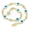 Pulsera Elegante 03.213.0033.4.08 Oro Laminado, Diseño de Ojo Griego, Esmaltado Blanco, Tono Dorado (06 MM Thickness, 8 Inches Length)