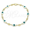 Pulsera Elegante 03.213.0033.4.08 Oro Laminado, Diseño de Ojo Griego, Esmaltado Blanco, Tono Dorado (06 MM Thickness, 8 Inches Length)