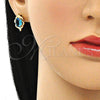 Arete Dormilona 02.213.0233 Oro Laminado, con Topacio Azul Zirconia Cubica, Pulido, Tono Dorado