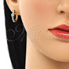 Argolla Huggie 02.213.0236.1.15 Oro Laminado, Diseño de Hebilla del Cinturón, Esmaltado Azul, Tono Dorado