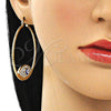 Argolla Grande 02.380.0074.50 Oro Laminado, Diseño de Ojo Griego, con Blanca Cristal, Esmaltado Azul, Tono Dorado