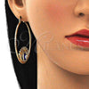 Argolla Grande 02.380.0076.1.50 Oro Laminado, Diseño de Ojo Griego, con Blanca Cristal, Esmaltado Azul, Tono Dorado
