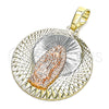 Dije Religioso 05.380.0127 Oro Laminado, Diseño de Guadalupe, Diamantado, Tres Tonos