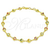 Tobillera Elegante 03.386.0001.10 Oro Laminado, Diseño de Luna y Estrella, con Multicolor Zirconia Cubica, Pulido, Tono Dorado (06 MM Thickness, 10 Inches Length)