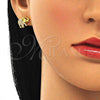 Arete Dormilona 02.344.0088 Oro Laminado, Diseño de Elefante, con Blanca Micro Pave, Pulido, Tono Dorado