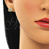 Arete Dormilona 02.344.0095 Oro Laminado, Diseño de Ojo Griego, con Turquoise and Blanca Micro Pave, Pulido, Tono Dorado